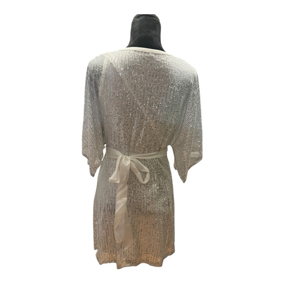 White with silver sequins mini dress —size S - Picture 6 of 9